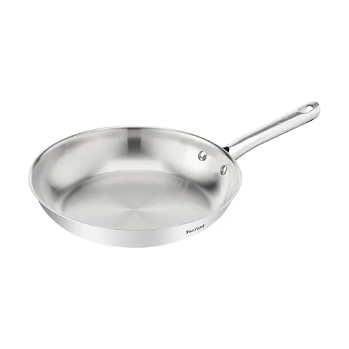 Tefal Duetto On - Sartén 24 cm, Acero Inoxidable, Sin revestimiento | Sartén de 24 cm, Cocción rápida y uniforme, Apto inducción, Mango ergonómico, Sin revestimiento