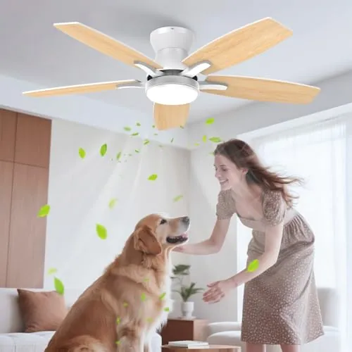 Airwit 106cm Silencioso Ventilador de Techo con Luz, Doble Cara Aspas Lampara Ventilador Techo LED con Mando a Distancia y Reversible Motor DC para Dormitorio Salon Cocina, 6 Velocidades
