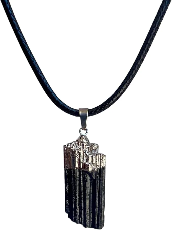 Colgante de Piedra Turmalina Negra en Bruto - Sin Pulir - Energía y Protección