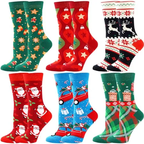 BONANGEL Calcetines Navidad para Mujer Divertidos Calcetines Mujer 36-40 | Divertidos Novedosos Calcetines Algodón Coloridos Cumpleaños Halloween Navidad Regalo para Mujer Niña Mamá Día de la Madre