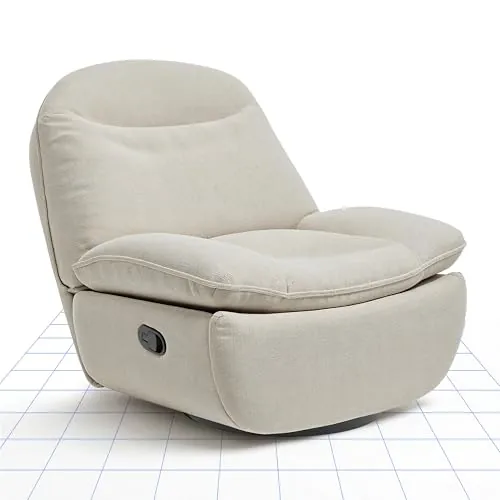 FLEXISPOT XC6 Sillón Relax, Sófa Giratorio con Función Balancín, Sillon TV con Respaldo Ajustable, Silla Reclinable para Dormitorio, Salón y Cine en Casa (Beige)