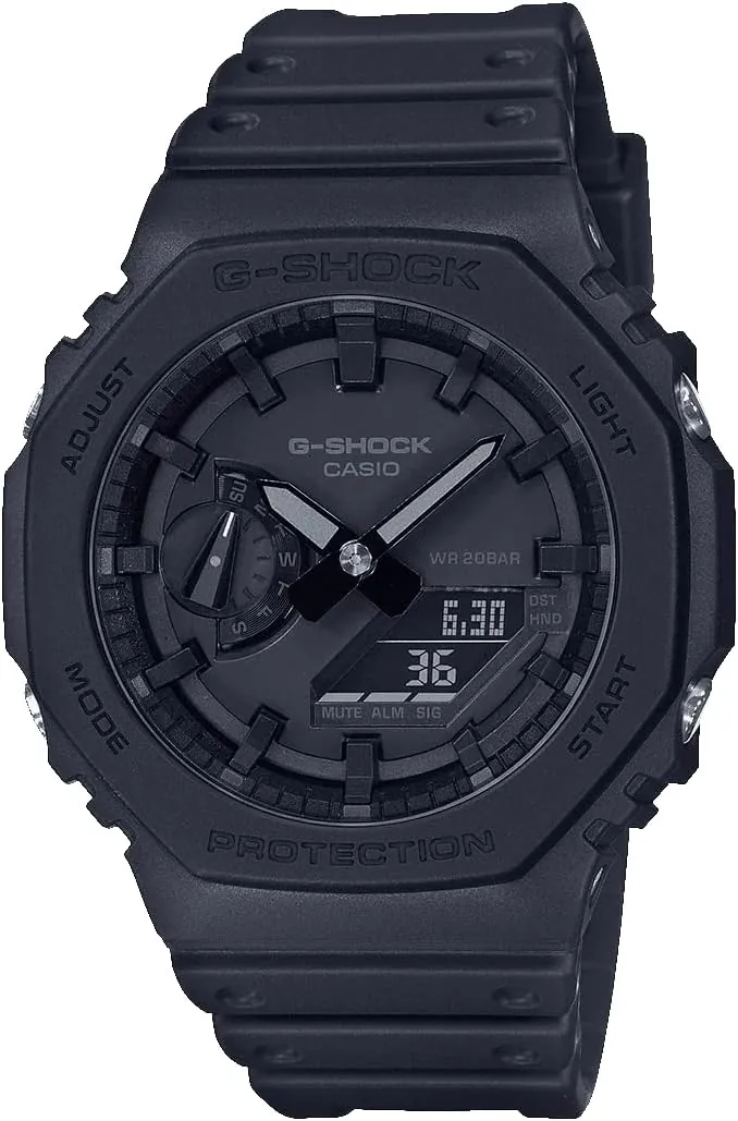 Casio Reloj Cuarzo Hombre 45.40mm con dial Análogico-Digital Negro y Correa de Plastic/Resin Strap Negro GA-2100-1A1ER