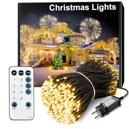Luces Navidad Exterior 35M 300 LED Guirnalda Luces Exterior Blanco Cálido