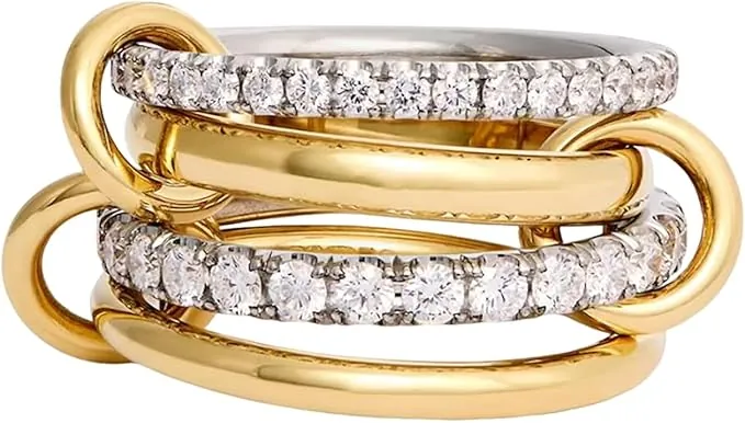 1 pieza de anillos apilables para mujer, anillo de 4 anillos de múltiples capas chapado en oro de 18k, anillos de circonia cúbica hipoalergénicos para mujer y hombre, anillo de pulgar de declaración