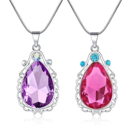 2 collares de Sofía, el primer amuleto y la princesa Elena, gemela, collar de lágrima, disfraz de princesa, joyería para niñas