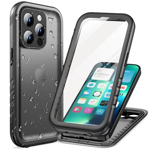 Cozycase Top Funda 360 Antigolpes Impermeable para iPhone 13 Pro MAX, Negro