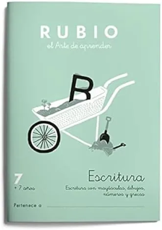 7 Escritura RUBIO | Escritura y caligrafía de minúsculas y mayúsculas con repetición de letras y frases | +7 años