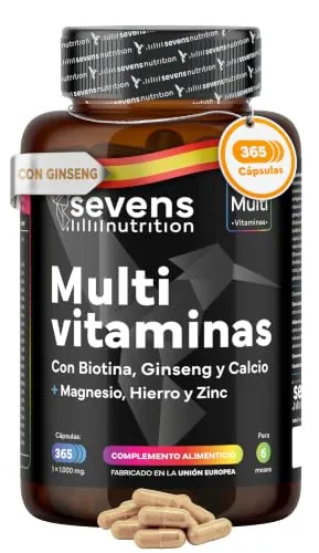 Vitaminas para el Cansancio con Magnesio y Ginseng - 365 Cápsulas