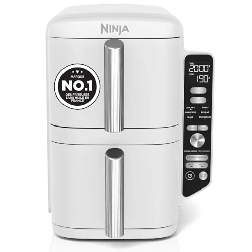 Ninja Double Stack XL, Freidora de Aire de Doble Cajón, 9,5L, Blanco