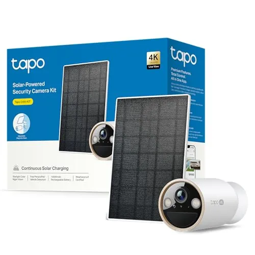 Tapo C460 Kit - Cámara vigilancia WiFi Exterior, 4K, IP66, Solar