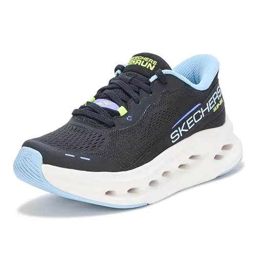 Skechers Mujer Max Cushioning Glide-Step Caledonia Slip-In ENTRENADOR, Black Textile/Blue Trim, 41 EU