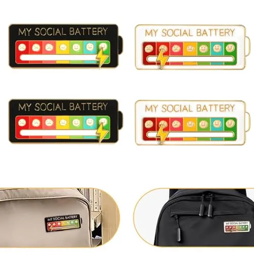My Social Battery Pin – Broche divertido para 7 días de estado de ánimo social, insignia esmaltada deslizante, interactivo, metal, Metal