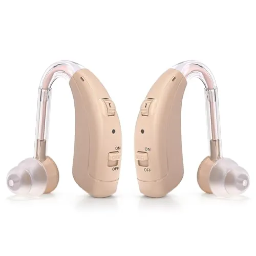 Reducción de ruido digital volumen ajustable. Dispositivo de sonido recargable para personas mayores, con Diseño retroauricular cómodo y ligero con puerto de carga tipo C.