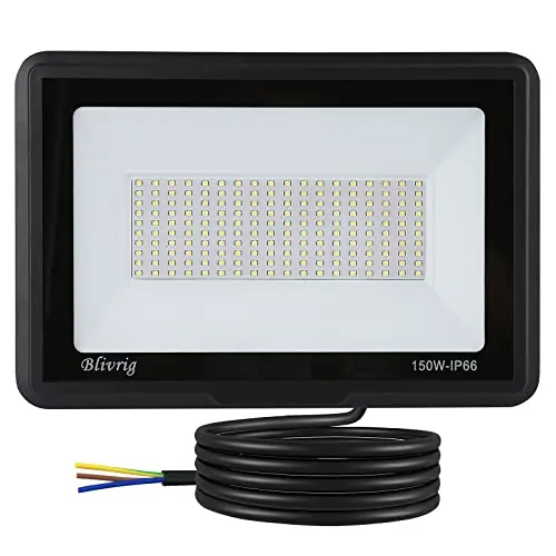 Blivrig 150W Focos LED exterior 6000K Blanco Frío, 15000LM Foco LED Pared, Luz Blanca Fría IP66 Impermeable, para Patio, Terraza, Garaje, Jardín