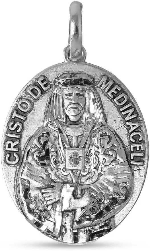 Cristo de Medinaceli Medalla Plata Ley 925m maciza 28mm. ovalada detalles tallados