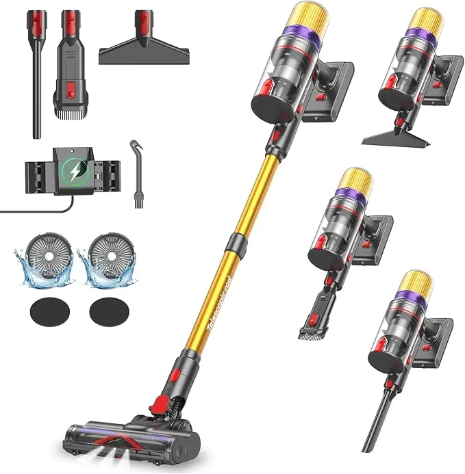 V16 Aspiradora sin Cable 55Kpa/600W/80Mins, Aspirador Escoba sin Cable con Pantalla Táctil LED, Modo Automático, Aspirador Inalámbrico Antienredo para Suelo Alfombra Pelos de Animales