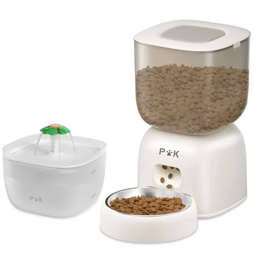 Comedero Gato Automatico, 3L Dispensador Comida Gatos con 180 Días de Batería, Grabación 10S, 1-4 Comidas al Día, Fuente para Gatos de 2L Gratuita
