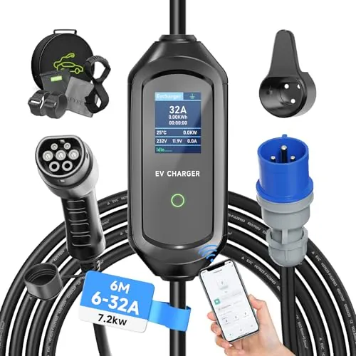 AFYEEV Cargador Coche Eléctrico 7,2 kW/6M/6-32A Wallbox con App