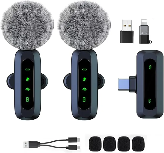 Mini micrófono inalámbrico para Android/iPhone/iOS/PC/Laptop micrófono Lavalier de solapa con reducción de ruido para grabación, micrófono de clip, para grabación de video, Tiktok, Youtube, Vlog