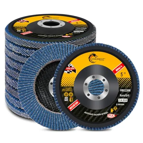 Flintronic 10 Piezas Discos Abrasivos para Amoladora Angular, Disco Láminas 115mm Grano 40/60/80/120, T27 Disco Láminas, Óxido de Aluminio, para Acero Inoxidable, Metal/Acero Y Madera