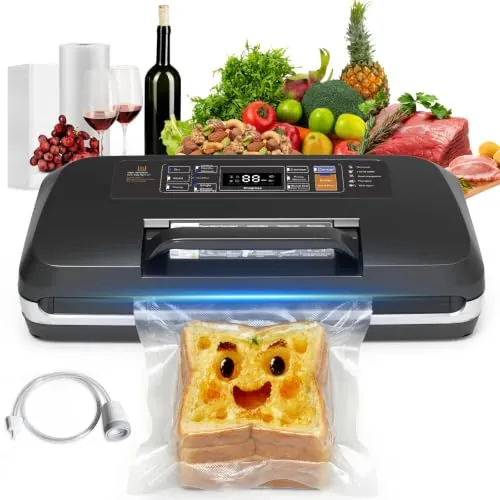 Envasadora al Vacio Domestica 12 en 1 con Doble Soldadura y 95 kPa | Easy-Lock, Cortador de Film, Bandeja Desmontable – Conservación Larga Duración para Casa y Negocio