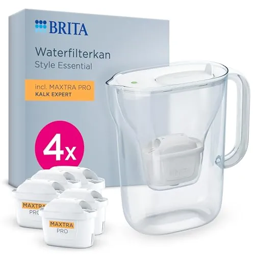 BRITA Jarra filtro agua MAXTRA Style Essential, 4x cartucho Experto en Cal