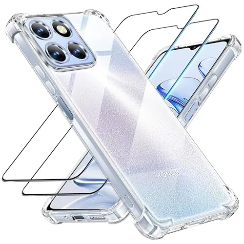 Tentoki Funda para Honor 70 Lite / X8 / X6 5G, 2 Piezas Cristal Templado