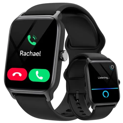 Reloj Inteligente Hombre Mujer con Voz de Alexa y Llamadas, 1.8" Smartwatch con Oxímetro/Pulsómetro/Monitor Sueño/Podómetro, 100 Modos Deportivos, Impermeable IP68 Regalo Mujer Hombre para Android iOS