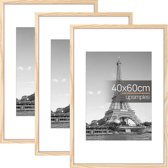 upsimples Lot de 3 marcos para fotos 40 x 60 cm - Natural - 40 x 60 cm - Marco para fotos, imágenes, pósters
