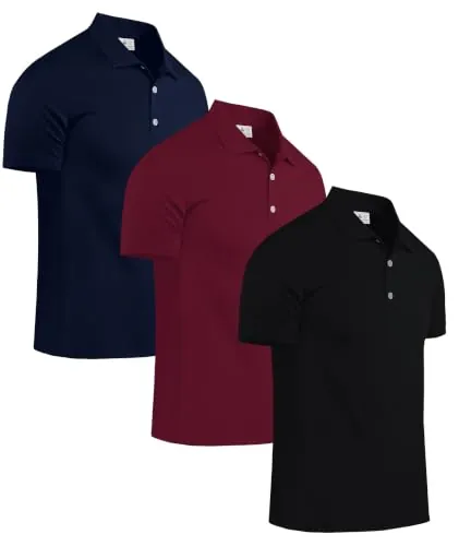 ZITY Pack de 3 Polos Hombre Manga Corta Transpirable Corte Regular Golf Casual Deporte con Botones Verano Exterior Ocio