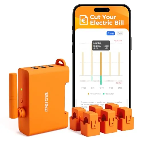 Meross Misuratore di Energia Trifase, Contatore di Energia WiFi 6 Canali