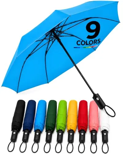 drytogo Paragus Plegable I Apertura y cierre automáticos I Resistente al viento, impermeable y compacto I Paraguas de viaje ligero con mango antideslizante I Perfecto para hombre y mujer I