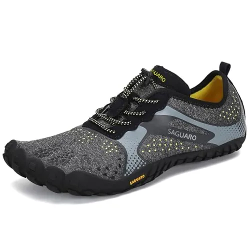 SAGUARO Hombre Barefoot Zapatillas Minimalistas Mujer Antideslizante Zapatos Barefoot para Zero Drop Soles Negro Ahumado,Gr.43