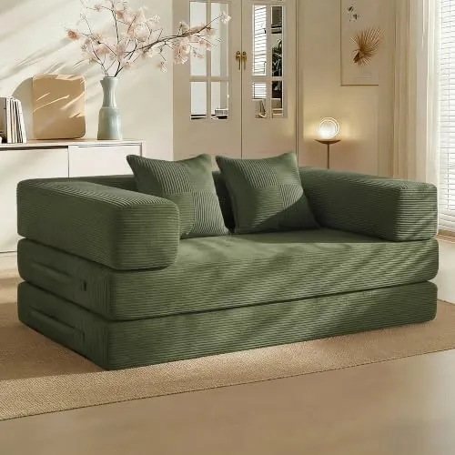 Vipbear Sofá Cama 160cm, Boneless Sofá Cama 2 Plazas, Pana