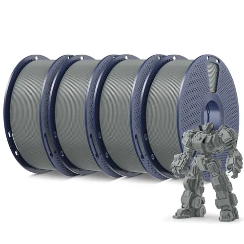 SUNLU Pack 4KG Filamento PLA+ 1.75mm, Filamento PLA Plus para Impresoras 3D, Resistente y Precisión +/- 0.02mm, Gris