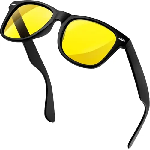 KANASTAL Gafas Conducción Nocturna Amarillas Hombre y Mujer Polarizadas Gafas Vision Nocturna Cuadradas Antirreflejos Night Driving Glasses Yellow - Cristal Amarillo Lentes