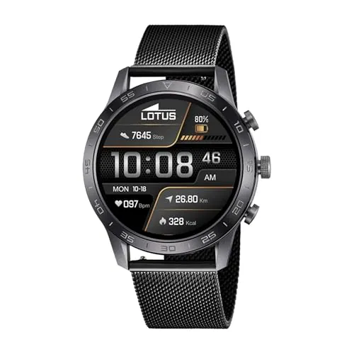 LOTUS Reloj Hombre 50048/1 Smartwatch Caja de Aleacion de Zinc Negro Correa de Acero Inoxidable 316l Negro