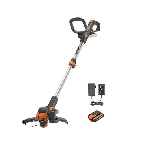 WORX WG163E.1 Desbrozadora y Cortabordes 2 en 1 a Batería 20V 2Ah, Hilo Automático Command Feed, Ruedas de Borde, Cabezal Giratorio 90°