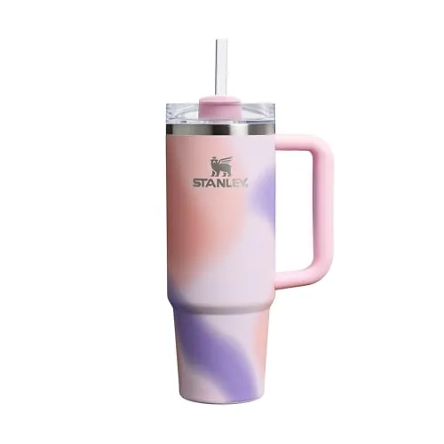 STANLEY Quencher H2.0 FlowState Tumbler 0.89L - Termo Conserva el Frío 9 Horas - Helada Durante 40 Horas - Botella Agua Acero Inoxidable - Taza Termica - Vaso Termico Sin BPA - Rose Petal Motion