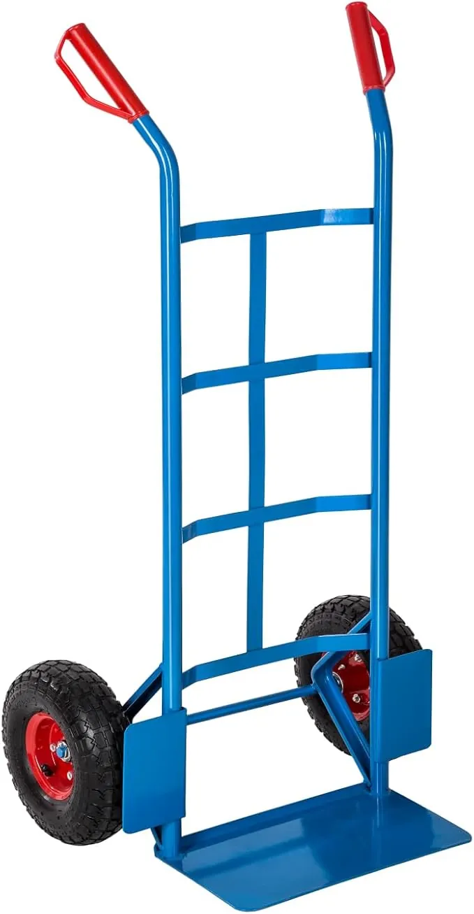 tectake® Carretilla de Mano, Estructura de Acero, Pala con Placas Protectoras, Carro con Ruedas de 27 cm, Carretilla Plegable, hasta 200 kg, Carretilla Jardin, Carretilla de Carga - Azul