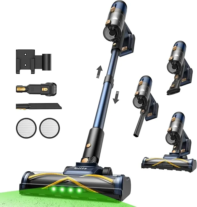 Vexilar V12 Aspiradora sin Cable 58KPa, Aspiradora Alta Eficiencia,Autonomía 50 Min,Batería Extraíble, Aspirador Escoba, Filtración de 5 Etapas, Aspirador para Suelo/Alfombra/Pelo de Mascotas/Coche