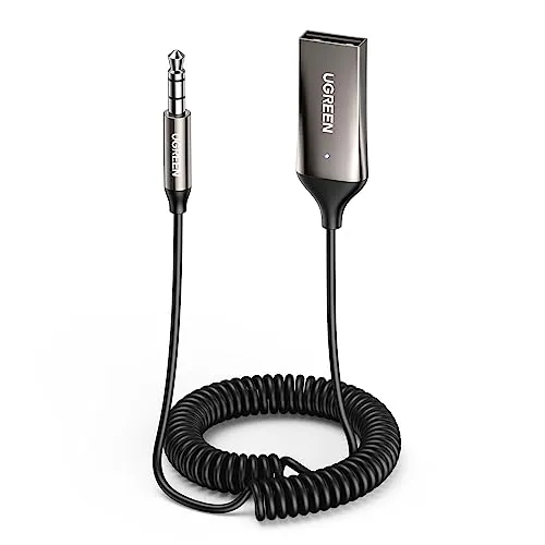 UGREEN Receptor Bluetooth 6.0 Jack AUX Adaptador USB Bluetooth Coche Gris