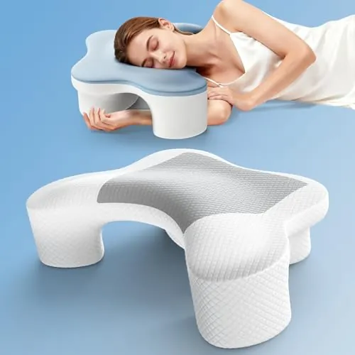 Almohada Cervical con Orificio Para el Brazo, 2 en 1 Almohada Ergonómico Espuma de Memoria Almohada para Soporte de Cabeza I Cuello I Hombro, Relajación y Alivio del Estrés con 2 Fundas de Almohada