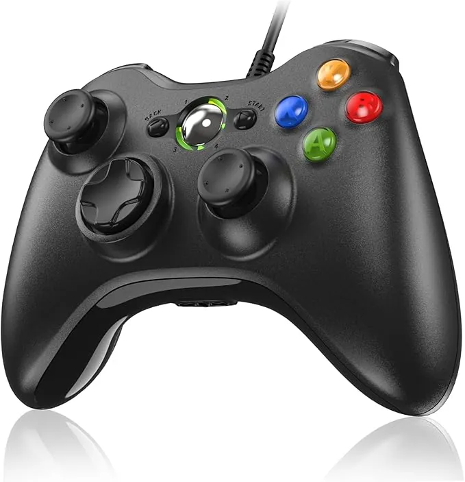 Mando para Xbox 360, Mando PC, USB Mando para Xbox 360/Xbox 360 Slim/PC Win7/8/10/11/XP Joystick Gamepad con Doble Vibración Wired Controlador