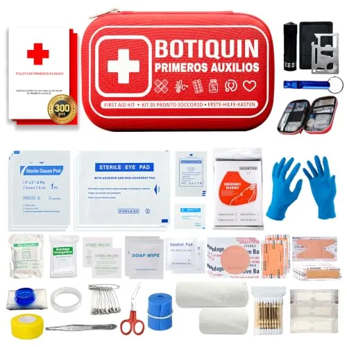 | NUVEXIA® | Botiquin De Primeros Auxilios PREMIUM 300 Piezas I kit De Supervivencia para Coche, Viaje, Hogar o Montaña I First Aid Kit I Ideal Para Emergencias y Senderismo.
