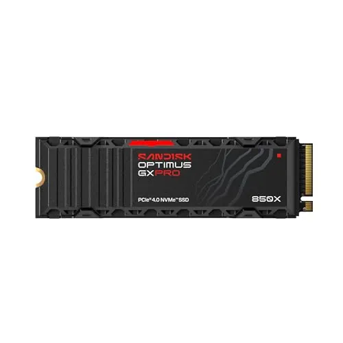 SANDISK Optimus GX Pro 850X NVMe SSD con disipador de Calor 4 TB (hasta 7300/6600 MB/s velocidades de Lectura/Escritura secuencial, M.2 2280, PCIe 4.0, hasta 2400 TBW)