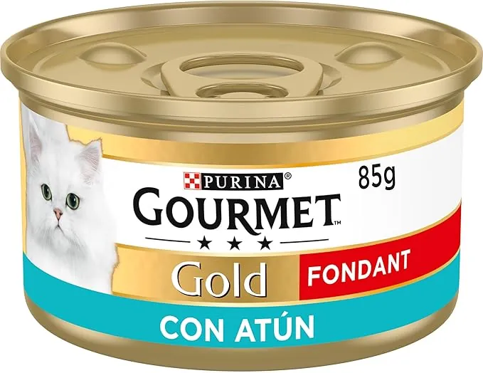 GOURMET Gold Fondant, Comida Húmeda para Gato Adulto, Mousse de Atún con Salsa, Pack de 24 Latas de 85 g