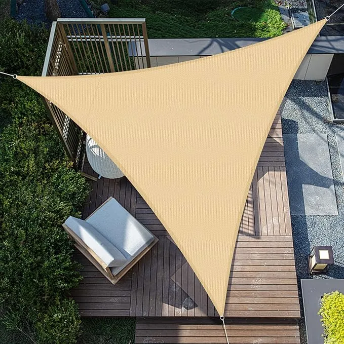 SUNNY GUARD Toldo Vela de Sombra Impermeable 3x3x3m Triangular a Prueba de Viento protección UV para Patio,Jardín, Exteriores, Terraza, Color Arena
