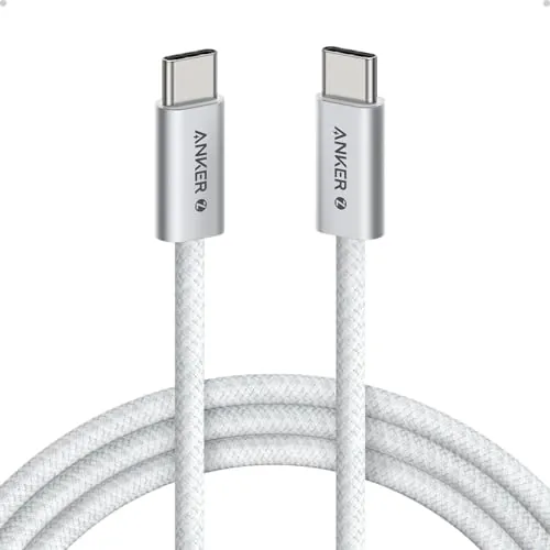 Anker Cable USB C a USB C Zolo, 240W Cable de Carga Rápida Tipo C Trenzado y Anti-Suciedad, Conector Delgado, para iPhone serie 16, MacBook (1,8m, Blanco)
