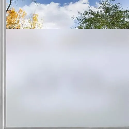 rabbitgoo Vinilos para Cristales 44.5x200cm con Cuadriculas Fácil de Cortar, Vinilo Ventanas Privacidad, Vinilo Opaco Electrostática, Anti UV, Película Esmerilado Decorativa para Baño Cocina Oficina